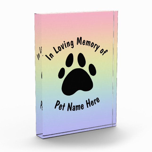 Para Fotos Bloque de acrílico arcoiris conmemorativo Mascota  (Izquierda)