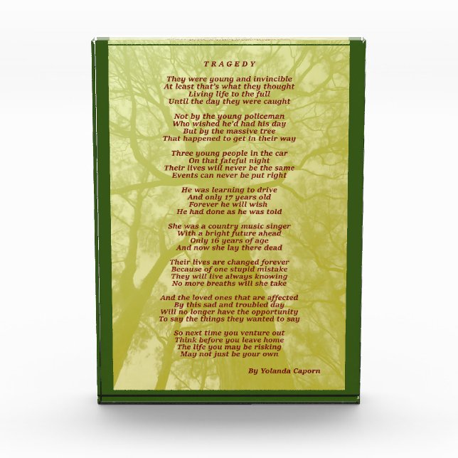 Para Fotos Bloque de acrílico de tragedia (Anverso)