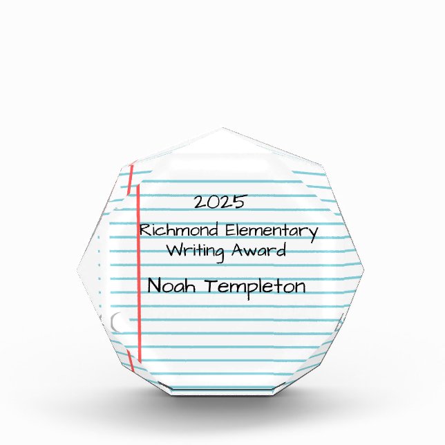 Para Fotos Bloque de premios de escritura personalizada (Anverso)