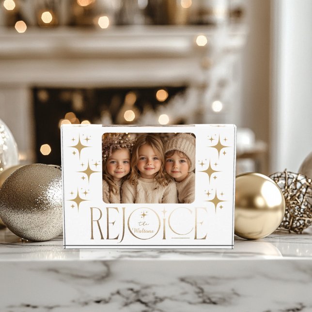 Para Fotos Bloque fotográfico de Navidades de alegría (Gold Christmas Photo Block)