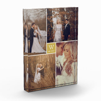 Para Fotos Bloque fotográfico de un monograma de un Boda cuad
