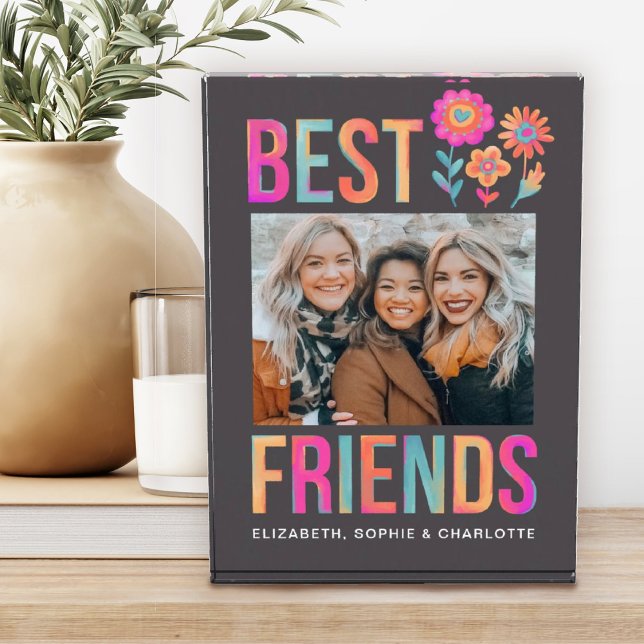 Para Fotos Bloque fotográfico moderno de los mejores amigos (A colorful happy best friends photo block. Personalize it with your favorite picture and names.)