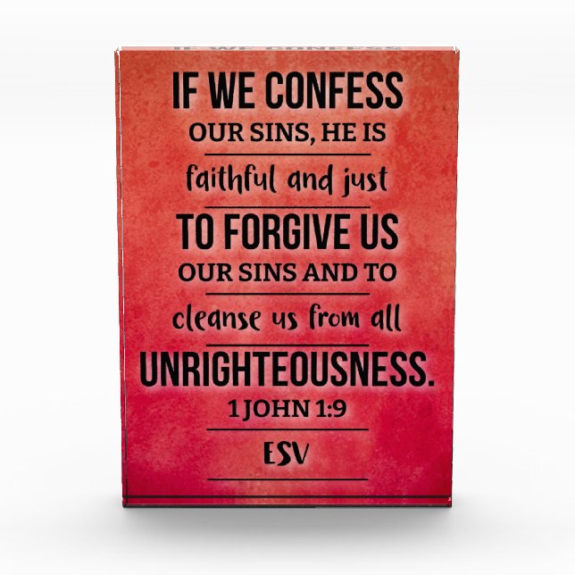 Para Fotos Bloque vertical de la biblia acrílica - 1 John 1:9 (Anverso)