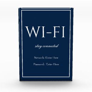 Para Fotos Clásico bloque de invitados Wi-Fi azul oscuro y s