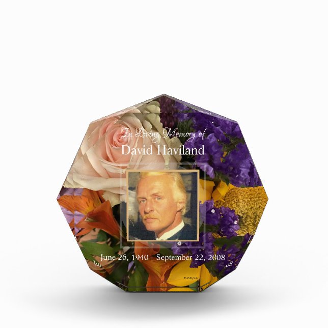 Para Fotos Diseño de flores conmemorativas Bloque acrílico de (Anverso)