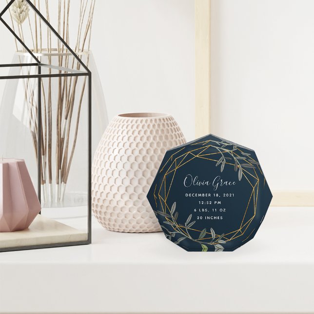 Para Fotos Laurel Leaf Baby Stats Nacimientos Bloque Acrílico (Subido por el creador)