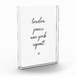 Para Fotos 'London Paris New York Repeat' Bloque de acrílico