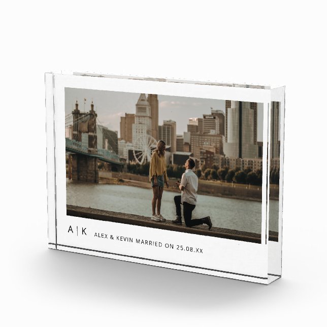 Para Fotos Memoria simple y elegante Boda Bloque fotográfico  (Derecha)