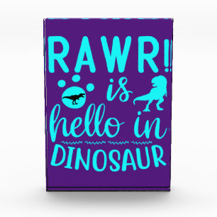 Para Fotos ¡Rawr! Es Hola En El Bloque De Fotografías De Dino