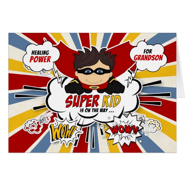 para Grandson Get Well Boy Superhero Comic Book (Anverso (Horizontal))