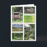Para Grandson, una tarjeta de cumpleaños con vista<br><div class="desc">Un conjunto de hermosos paisajes hacen de esto una tarjeta para cualquier jardinero. Una tarjeta de cumpleaños con un jardín japonés,  un jardín rododendrón,  un asiento en un tranquilo jardín verde y escalones intrigantes. Todas las fotos tienen derechos de autor de Norma Cornes.</div>