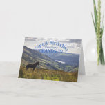 Para Grandson una tarjeta de cumpleaños para cabal<br><div class="desc">Un caballo se levanta contemplando un impresionante paisaje con un lago a lo lejos. Vista desde el distrito de Lake en el Reino Unido.</div>