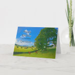Para Grandson, una tarjeta de cumpleaños pastoral<br><div class="desc">Un cuadro tranquilo que muestra los campos de cultivo en el campo. Caballos y ovejas pastan tranquilamente bajo un árbol. el sol brilla desde un cielo azul con nubes blancas onduladas. La imagen es del distrito de los lagos en el Reino Unido. Derechos de autor Norma Cornes</div>