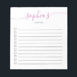 Para hacer el Bloc de notas rosado de la secuencia<br><div class="desc">Lista de tareas sencillas con su nombre y script de moda.</div>