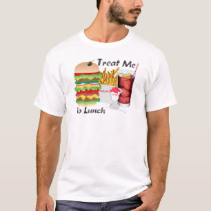 Para hombre tráteme para almorzar camiseta