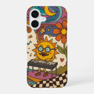 Para iPhone 16 Arte de funda de teléfono de piano tocando sol ret