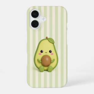 Para iPhone 16 Cute Kawaii Aguacate en Funda de Teléfono de Rayas