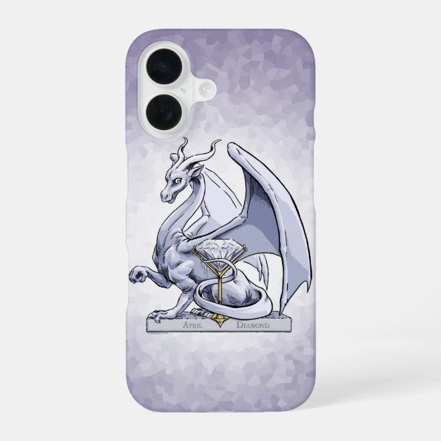 Para iPhone 16 Dragón de Piedra Preciosa de Abril: Funda Diamond  (Reverso )