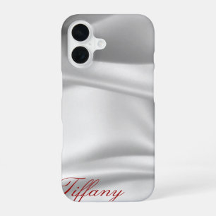 Para iPhone 16 Elegante Seda de Plata Funda de teléfono persona