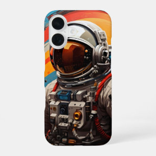 Para iPhone 16 Escape cósmico - Funda retro astronauta