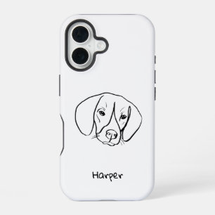 Para iPhone 16 Felicidad Beagle: Funda de teléfono de arte de lín