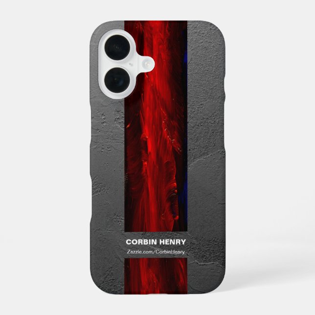 Para iPhone 16 Funda abstracta de nombre rojo robusto (Reverso )