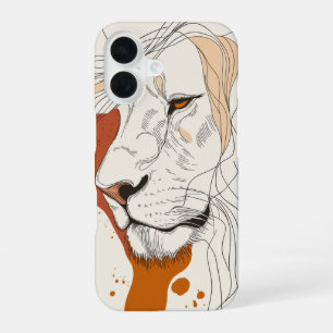 Para iPhone 16 Funda artístico de cabeza de león - Negrita y expr