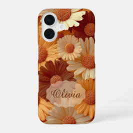 Para iPhone 16 Funda con nombre personalizado y patrón floral boh