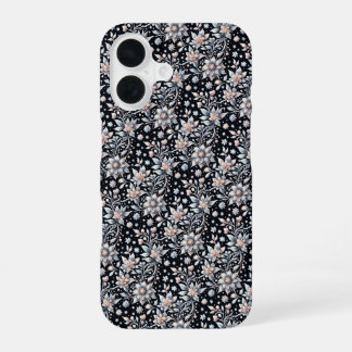 Para iPhone 16 Funda con patrón de flores de invierno en blanco y