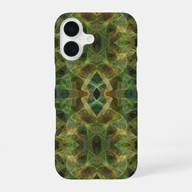 Para iPhone 16 Funda de fractal verde (Reverso )