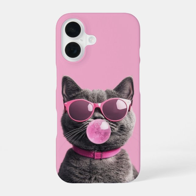 Para iPhone 16 Funda de Gato con Chicle (Reverso )