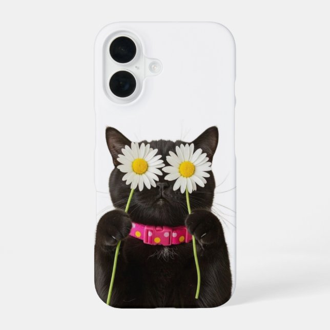 Para iPhone 16 Funda de gato floral soñador (Reverso )