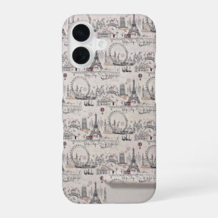 Para iPhone 16 Funda de imágenes de la Vieja Europa Blanca y Negr