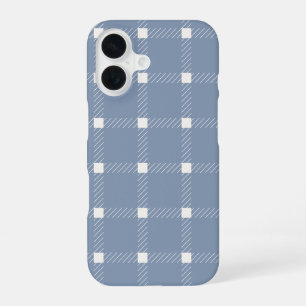 Para iPhone 16 Funda de teléfono a cuadros azul polvoriento Coast