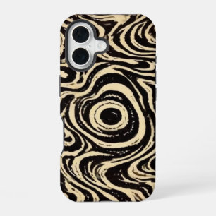 Para iPhone 16 Funda de teléfono abstracta negra y crema con remo