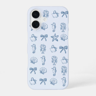 Para iPhone 16 Funda de teléfono azul marino y azul claro verano