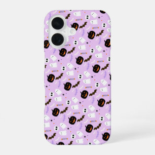 Para iPhone 16 Funda de teléfono Calabaza y Fantasma Morado Espel