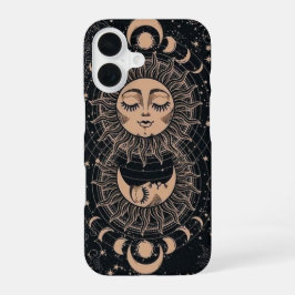 Para iPhone 16 Funda de teléfono celestial sol luna creciente mís