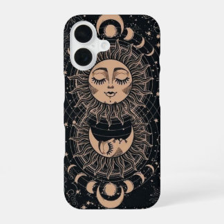 Para iPhone 16 Funda de teléfono celestial sol luna creciente mís