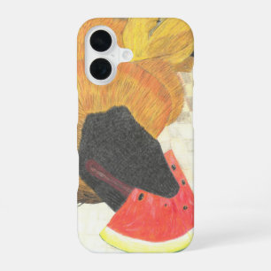 Para iPhone 16 Funda de teléfono con boca de perro y sandía