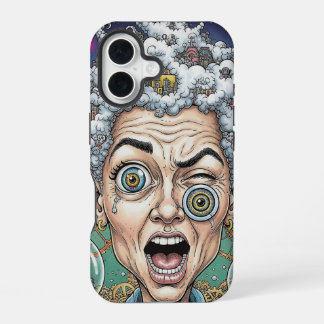 Para iPhone 16 Funda de teléfono con caricatura de expresión loca