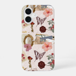 Para iPhone 16 Funda de teléfono con collage botánico Cottagecore