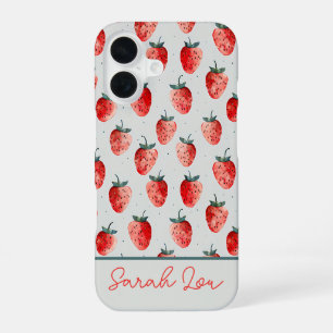 Para iPhone 16 Funda de teléfono con diseño de fresa personalizad