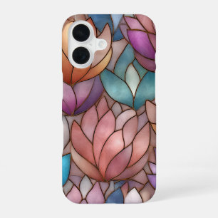 Para iPhone 16 Funda de teléfono con efecto de vidrio emplomado F