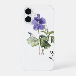 Para iPhone 16 Funda de teléfono con flor de nacimiento púrpura y