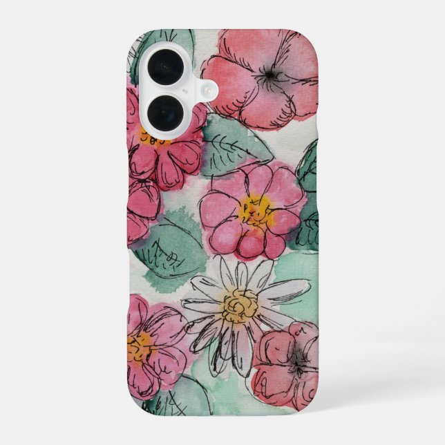 Para iPhone 16 Funda de teléfono con flores (Reverso )