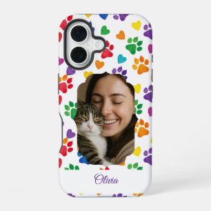 Para iPhone 16 Funda de teléfono con foto de huella de garra de a