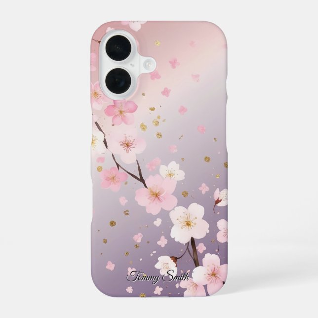 Para iPhone 16 Funda de teléfono con gradiente de flor de cerezo  (Reverso )