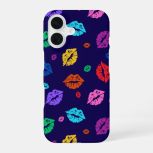 Para iPhone 16 Funda de teléfono con impresión de labios multicol