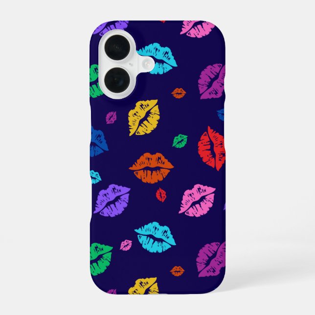 Para iPhone 16 Funda de teléfono con impresión de labios multicol (Reverso )